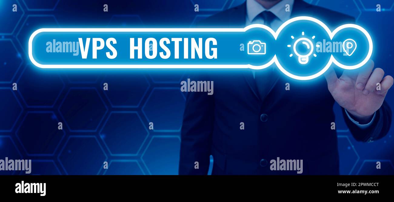 Didascalia di testo Presentazione di VPS Hosting, Panoramica aziendale imita un server dedicato all'interno di un ambiente di hosting condiviso Foto Stock