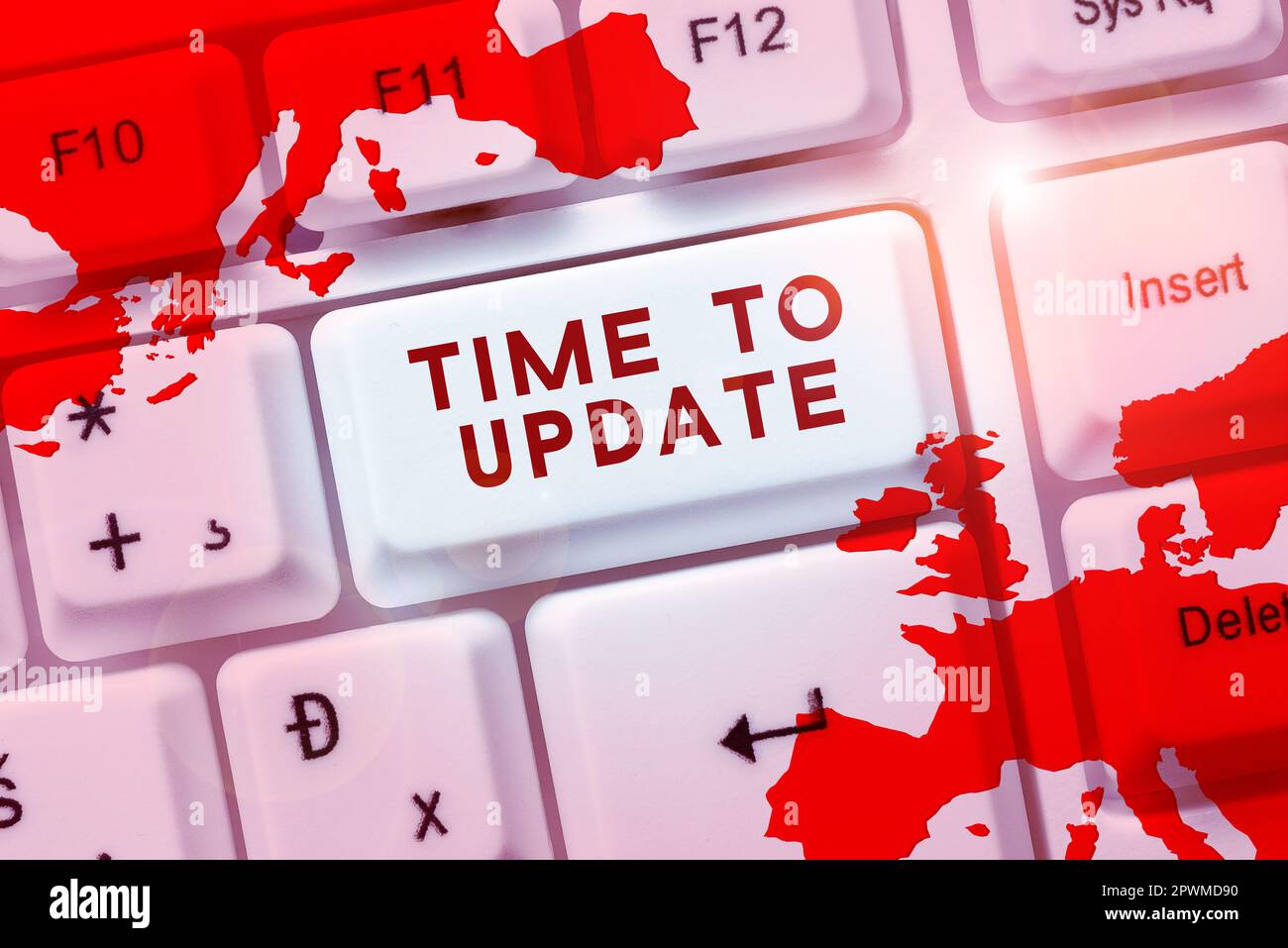 Ispirazione che mostra il segno tempo di aggiornamento, Word per le ultime informazioni su una particolare situazione Foto Stock