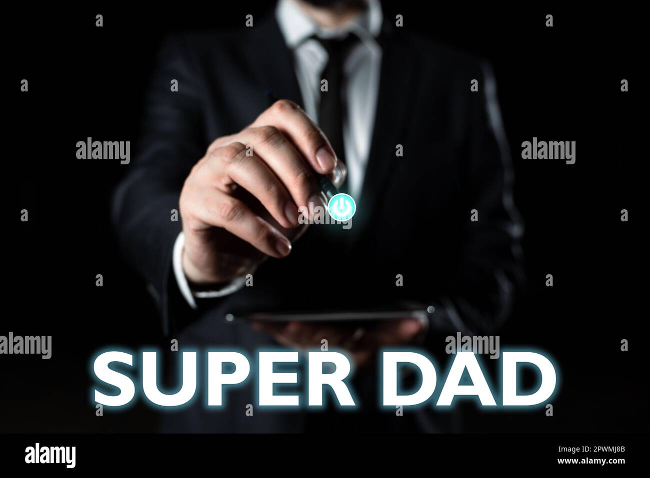 Visualizzazione concettuale Super papà, Word for Children idol e super eroe un'ispirazione da guardare Foto Stock