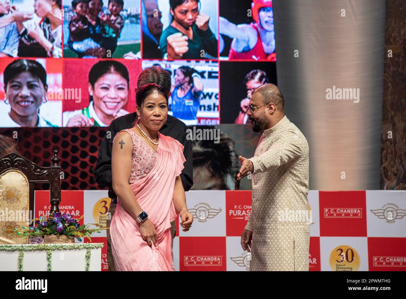 Kolkata, India. 01st maggio, 2023. Sei volte campione del mondo Amateur Women Boxing MC Mary Kom ha ricevuto P.C. Chandra Award 2023 all'auditorium Science City di Kolkata. (Foto di Amlan Biswas/Pacific Press) Credit: Pacific Press Media Production Corp./Alamy Live News Foto Stock