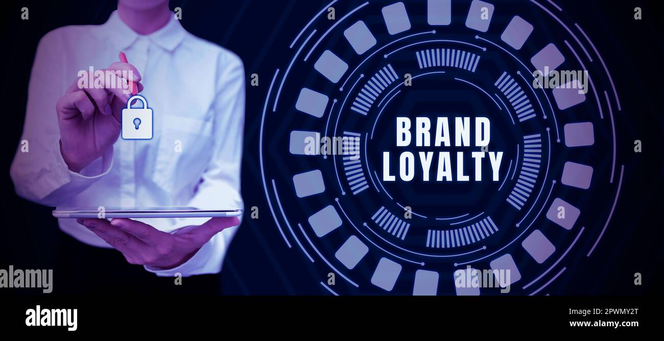 Testo che mostra ispirazione Brand Loyalty, Business idea ripetere l'acquisto Ambassador Patronage Favorite Trusted Foto Stock