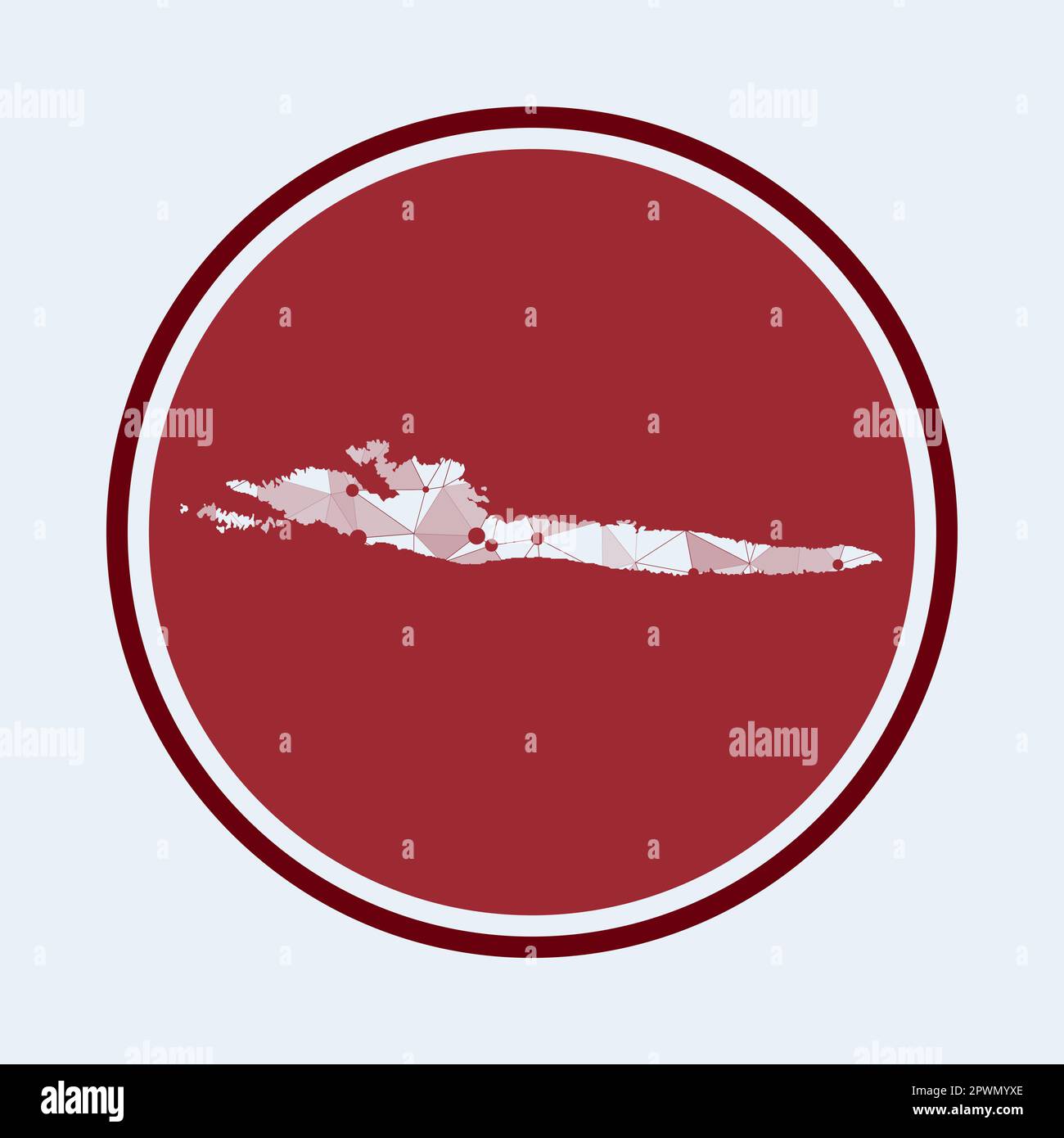 Icona di Hvar. Logo tecnologico trendy dell'isola. Struttura rotonda con mesh geometrica. Tecnologia, internet, rete, concetto di telecomunicazione. Illustrazione vettoriale. Illustrazione Vettoriale