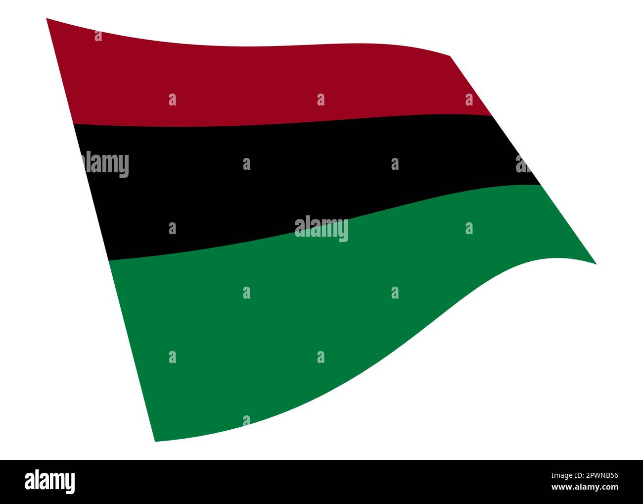 Un'illustrazione afroamericana di bandiera di ondulazione 3D isolata su bianco con tracciato di ritaglio Foto Stock