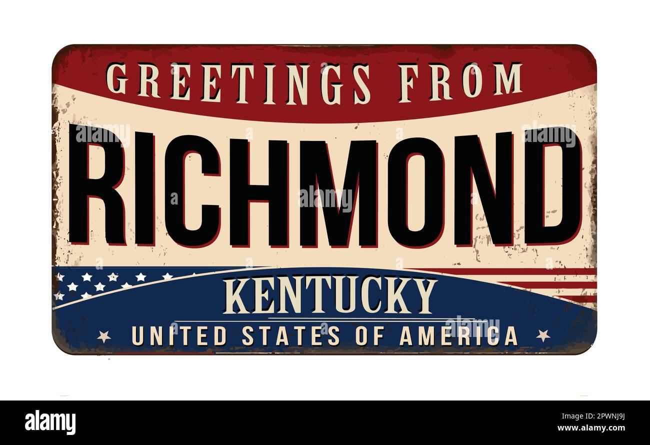 Saluti da Richmond vintage arrugginito metallo segno su uno sfondo bianco, vettore illustrazione Illustrazione Vettoriale