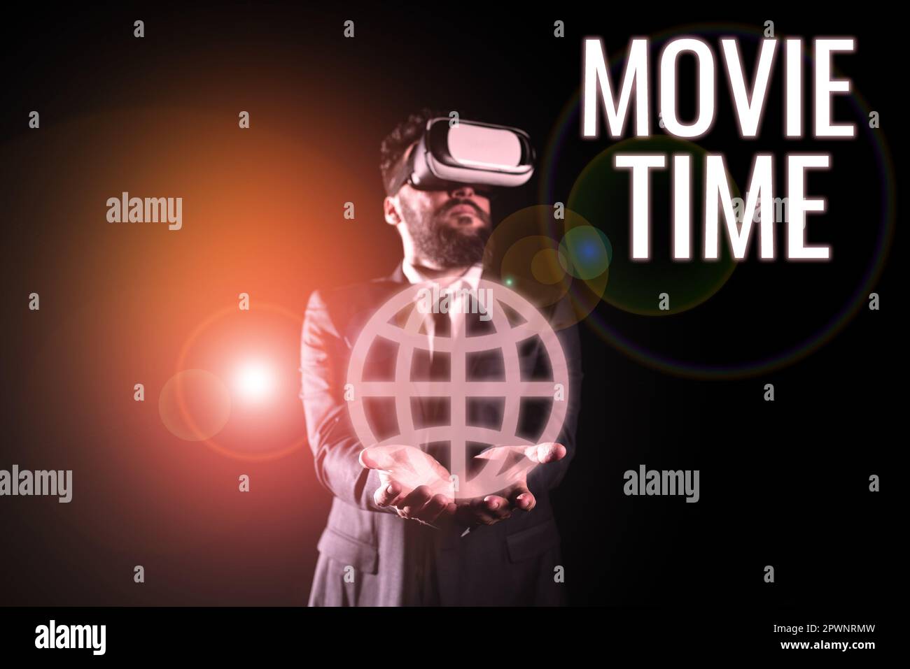 Segno di scrittura a mano tempo del film, foto concettuale l'ora programmata o effettiva in cui inizia uno spettacolo o un film Foto Stock