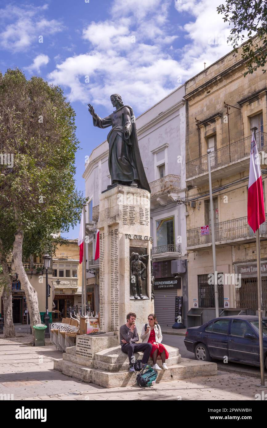 Monumento commemorativo al Cristo Re dedicato alla memoria dei soldati gozitani, Victoria o Rabat, Gozo, Malta. Foto Stock