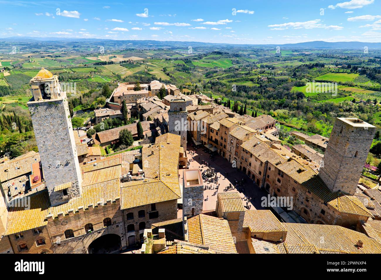 San Gimignano. Toscana. Italia. Vista aerea della città vecchia Foto Stock