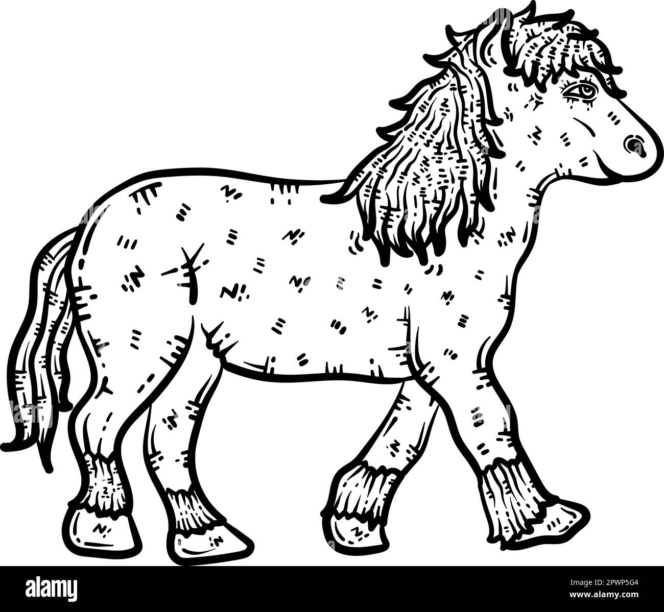 Pony Animal Coloring Page per adulti Illustrazione Vettoriale