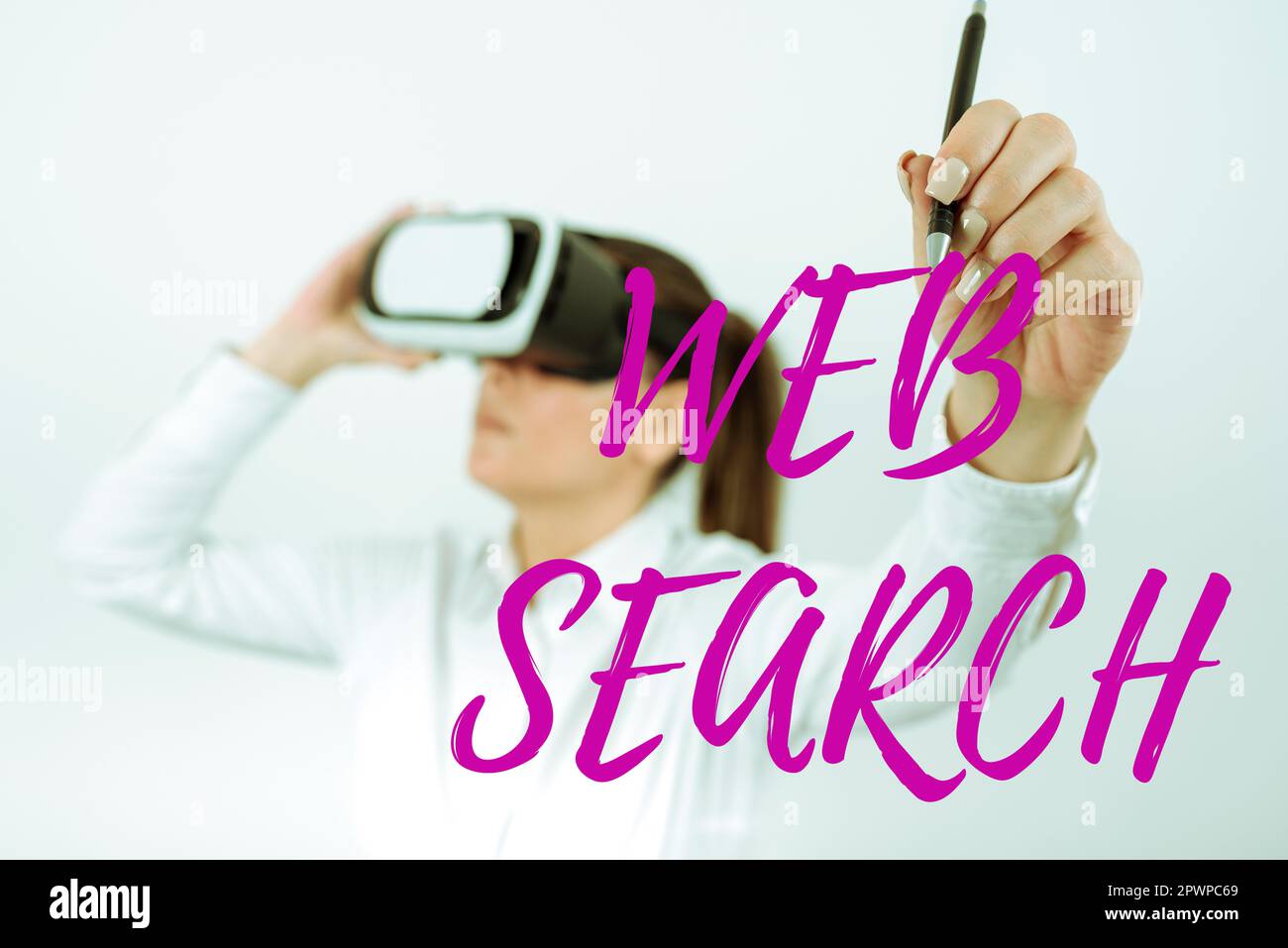 Didascalia concettuale Web Search, Word per sistema software progettato per la ricerca di informazioni sul web Foto Stock