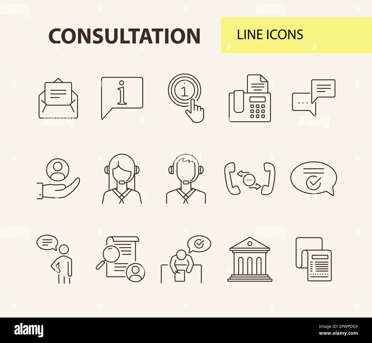 Set di icone della linea di consultazione Illustrazione Vettoriale