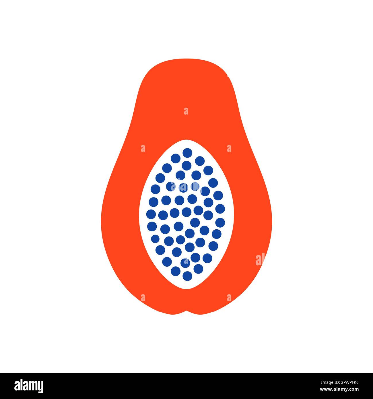 Icona del glifo del vettore dei frutti tropicali di papaya. Simbolo grafico per il sito Web di cibi e bevande, progettazione di app, app mobili e supporti di stampa, logo, interfaccia utente Foto Stock