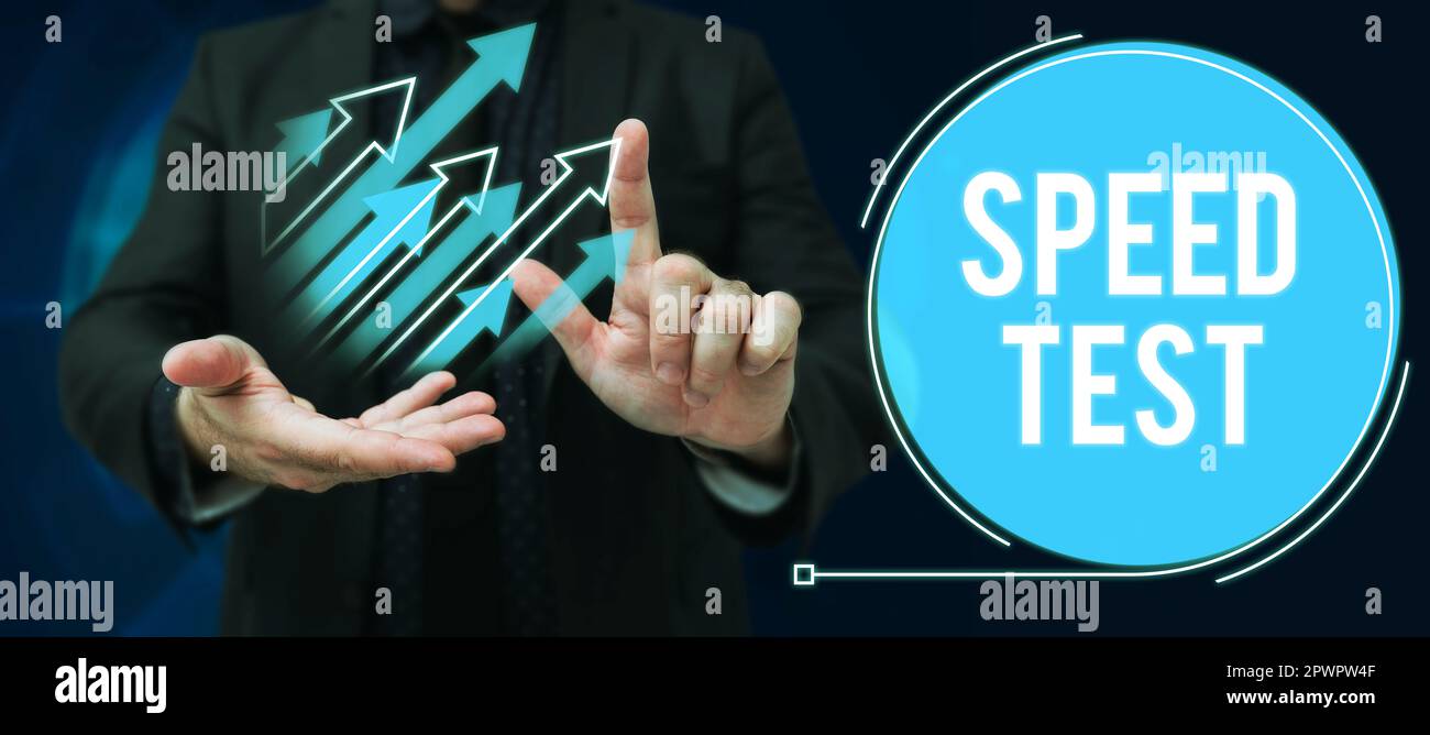 Testo scritto a mano Speed Test, Word scritto su test psicologico per la massima velocità di esecuzione di un compito Foto Stock