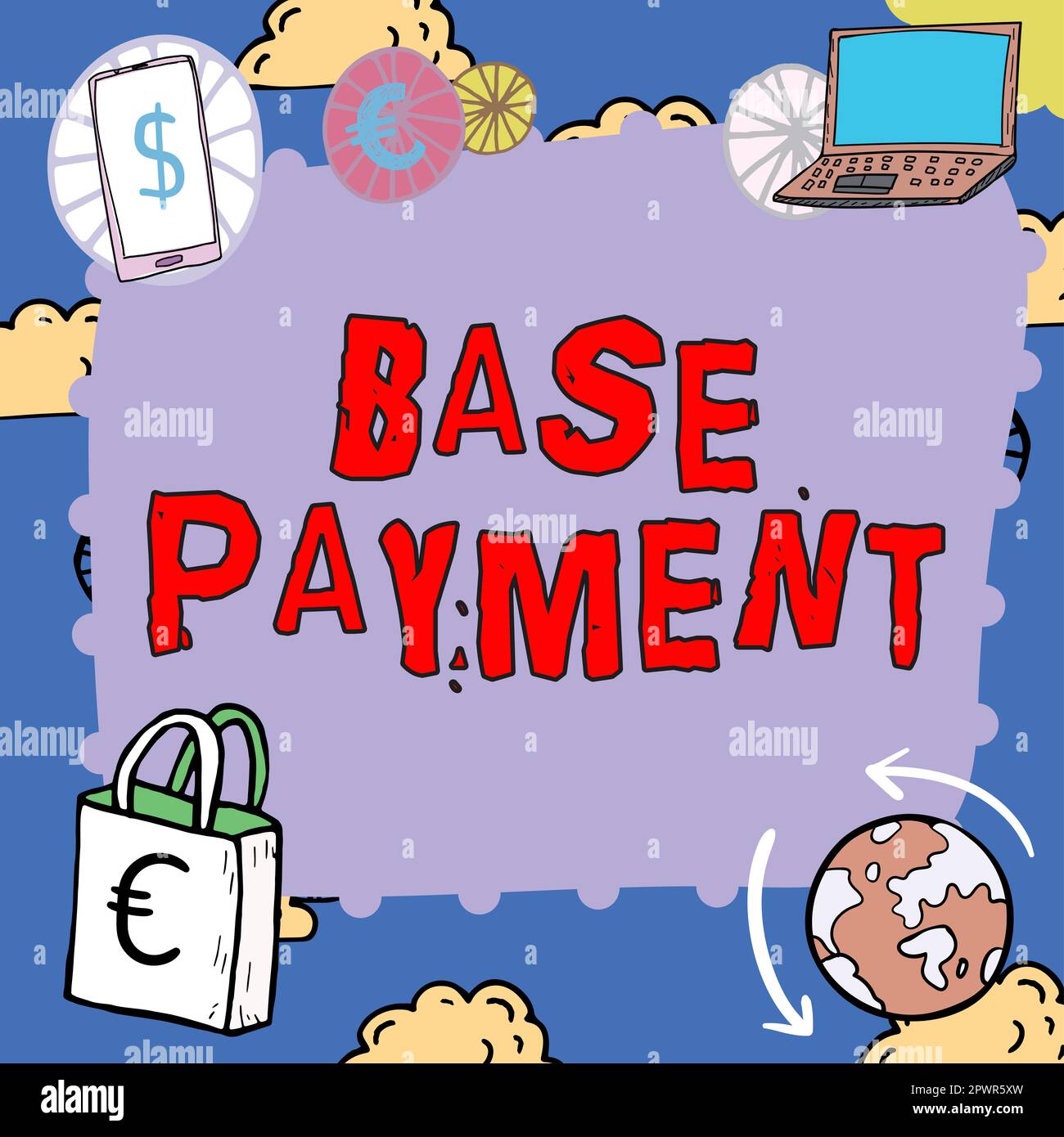 Didascalia concettuale pagamento di base, concetto che significa importo della retribuzione per un periodo di lavoro standard, una commessa o una posizione Foto Stock