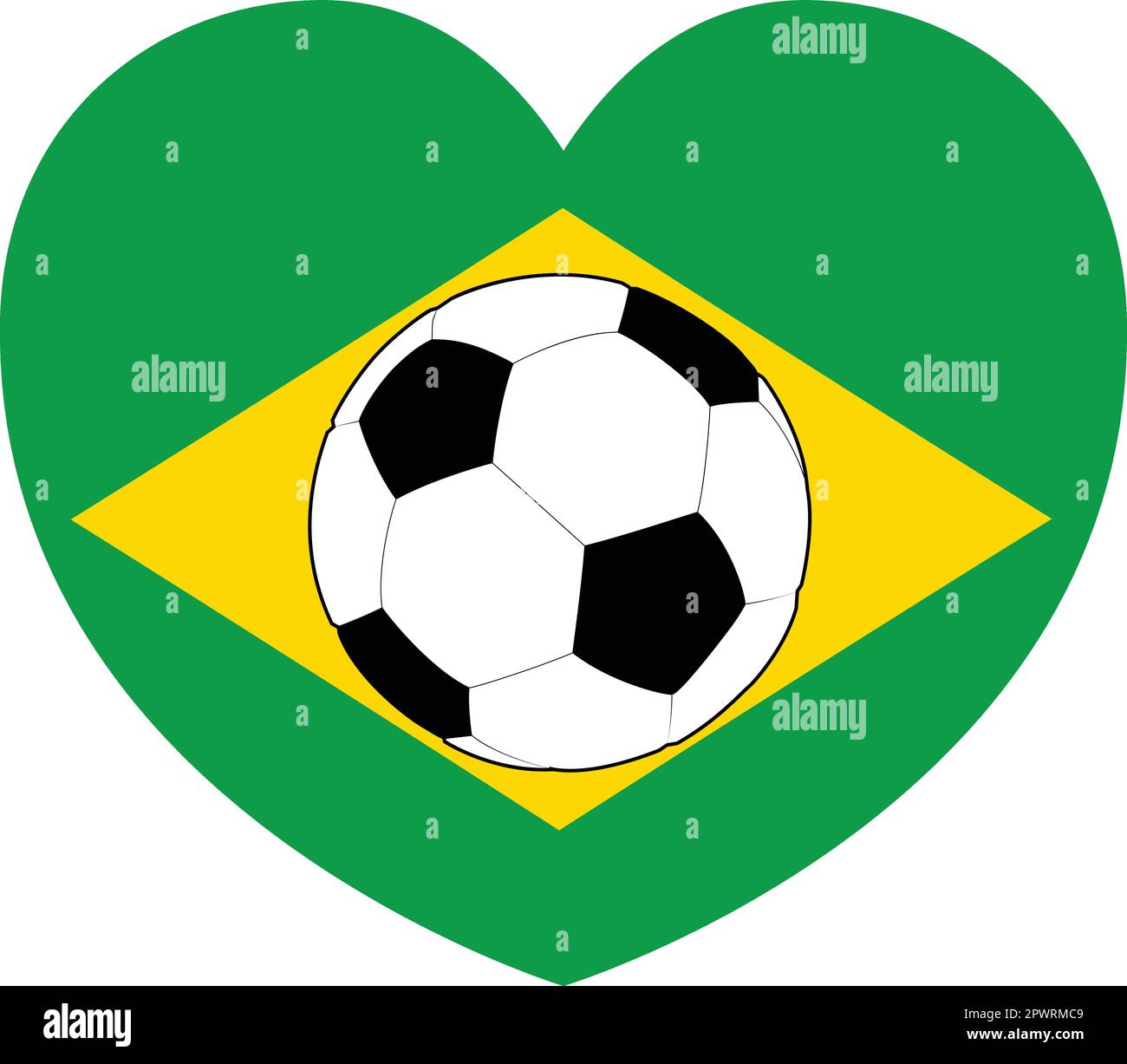 Brasile Brazillian Flag Calcio cuore Illustrazione Vettoriale