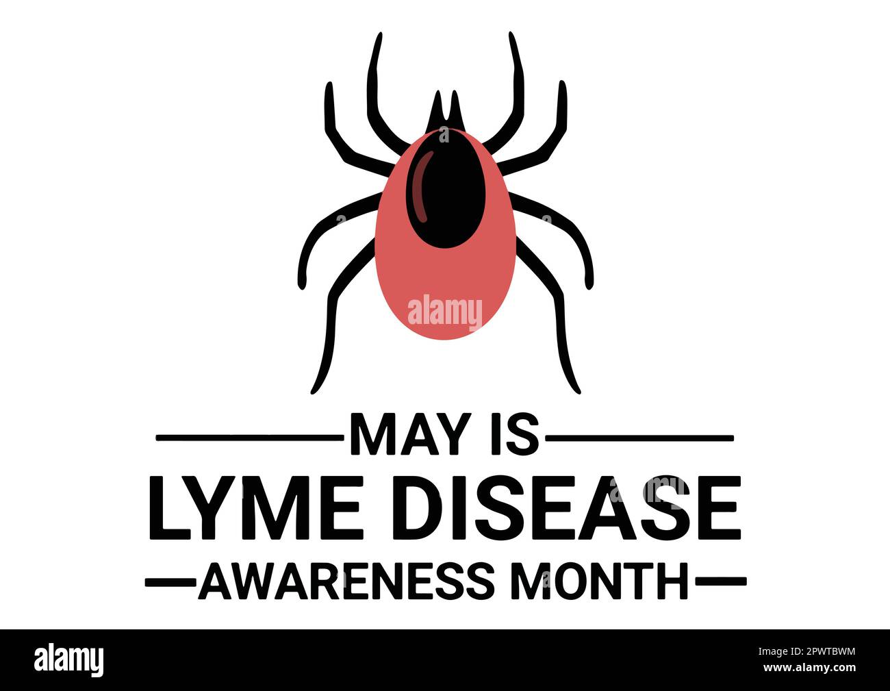 Maggio è mese di consapevolezza della malattia di Lyme. illustrazione su sfondo bianco. Adatto per biglietti d'auguri, poster e striscioni. Illustrazione Vettoriale
