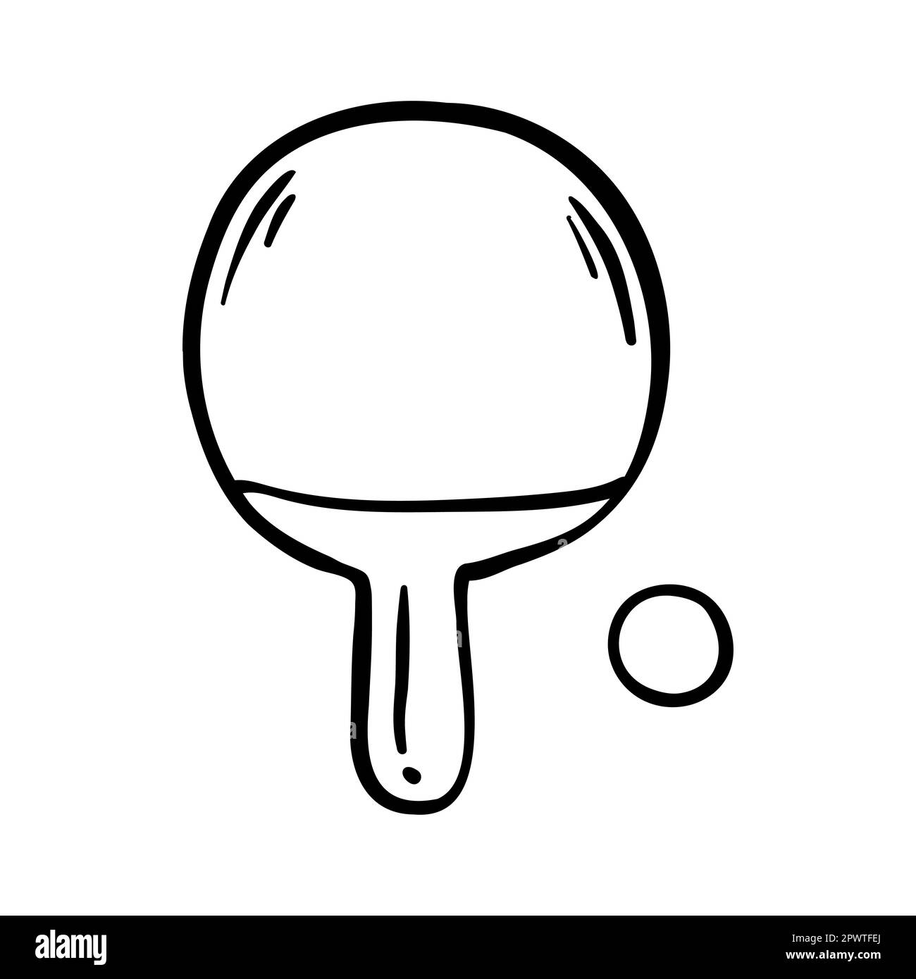 Pagaie da ping-pong, racchette da ping-pong vista dall'alto e dal basso. Attrezzatura sportiva con manico in legno e superficie in gomma rossa e nera del bat isolata su whit Illustrazione Vettoriale