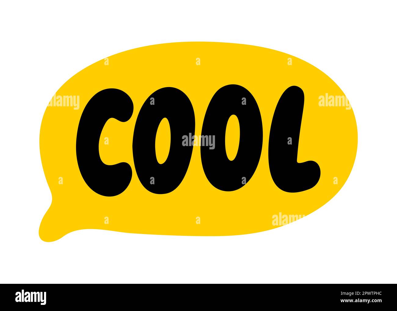BOLLA di voce FREDDA. Illustrazione vettoriale testo freddo. Parola in una casella di testo. Stile Doodle. Citazione disegnata a mano. Stampa di design su camicia, scheda, poster, t-shirt. Lette Illustrazione Vettoriale
