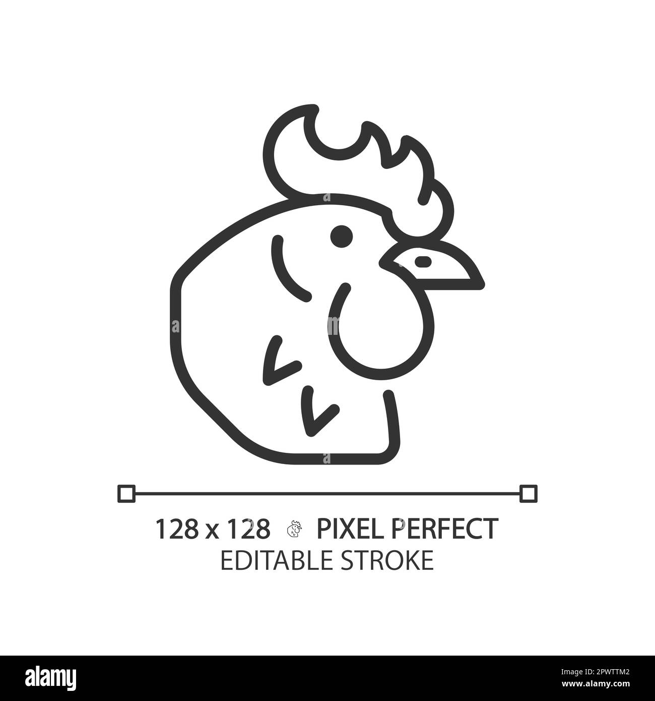 Icona lineare perfetta pixel pollame Illustrazione Vettoriale