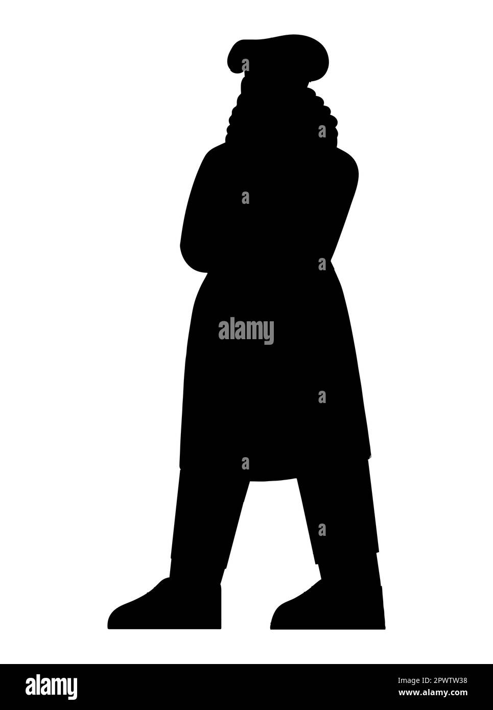 La silhouette nera di un panettiere professionale femminile dello chef in un design piatto Illustrazione Vettoriale