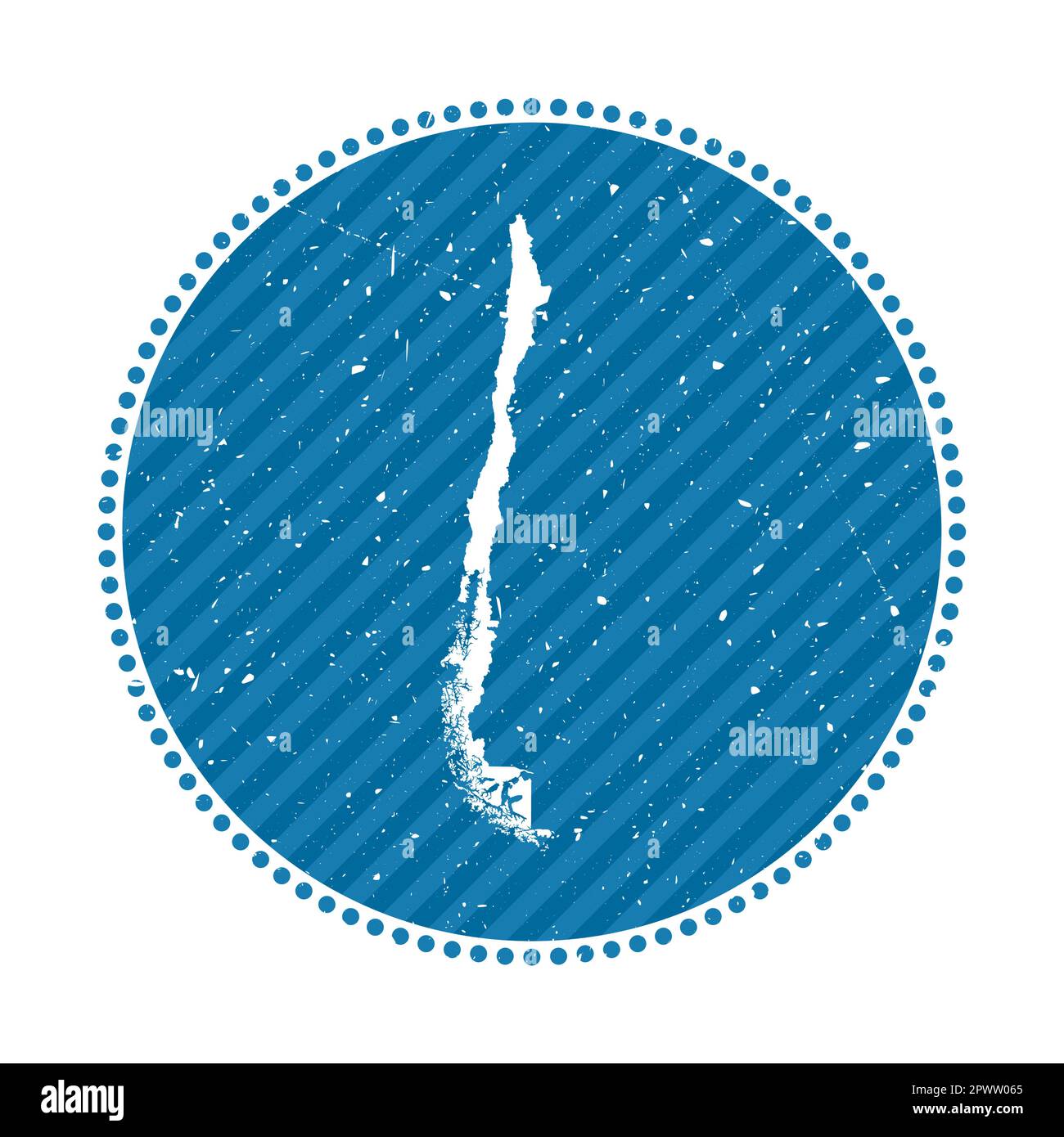 Adesivo da viaggio retrò a righe del Cile. Badge con mappa del paese, illustrazione vettoriale. Illustrazione Vettoriale