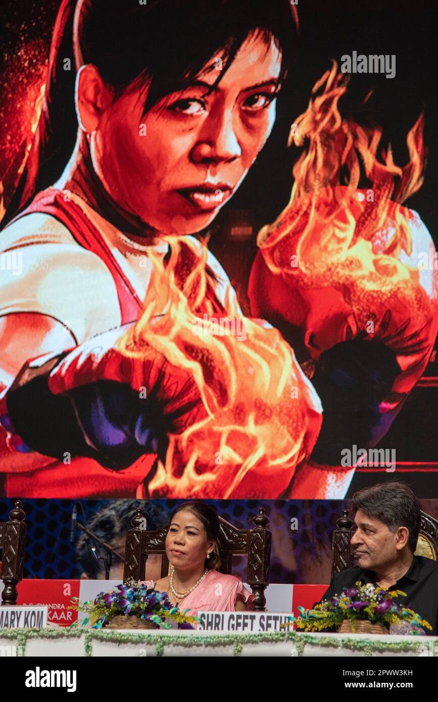 Kolkata, India. 01st maggio, 2023. Sei volte campione del mondo Amateur Women Boxing MC Mary Kom ha ricevuto P.C. Chandra Award 2023 all'auditorium Science City di Kolkata. (Foto di Amlan Biswas/Pacific Press) Credit: Pacific Press Media Production Corp./Alamy Live News Foto Stock