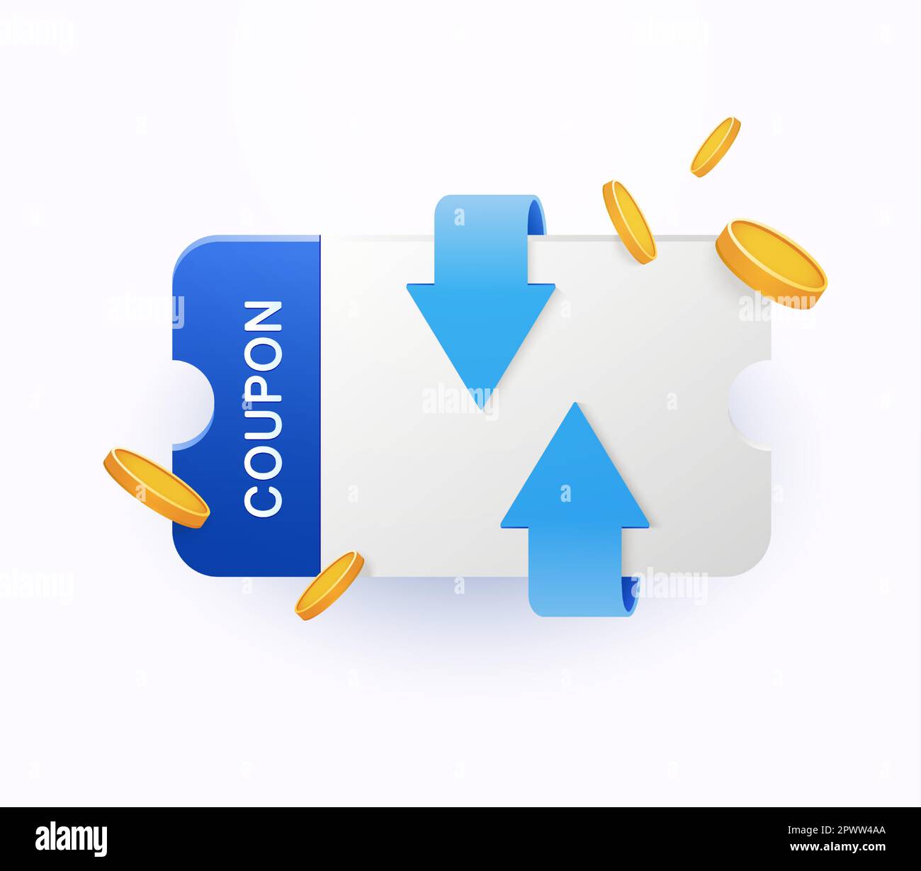 Concetto di icona rimborso e rimborso denaro. Buono sconto di $3D, buono regalo vettoriale, biglietto giallo sconto fortunato, offerta speciale promozione carta isolata, moneta d'oro. Etichetta di acquisto di Web cashback, segno di percentuale. Illustrazione vettoriale Illustrazione Vettoriale