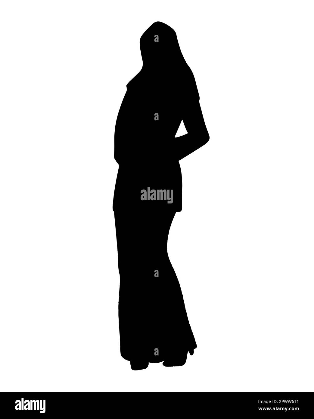 Silhouette nera di un logo donna musulmana hijabi per i marchi hijab Illustrazione Vettoriale