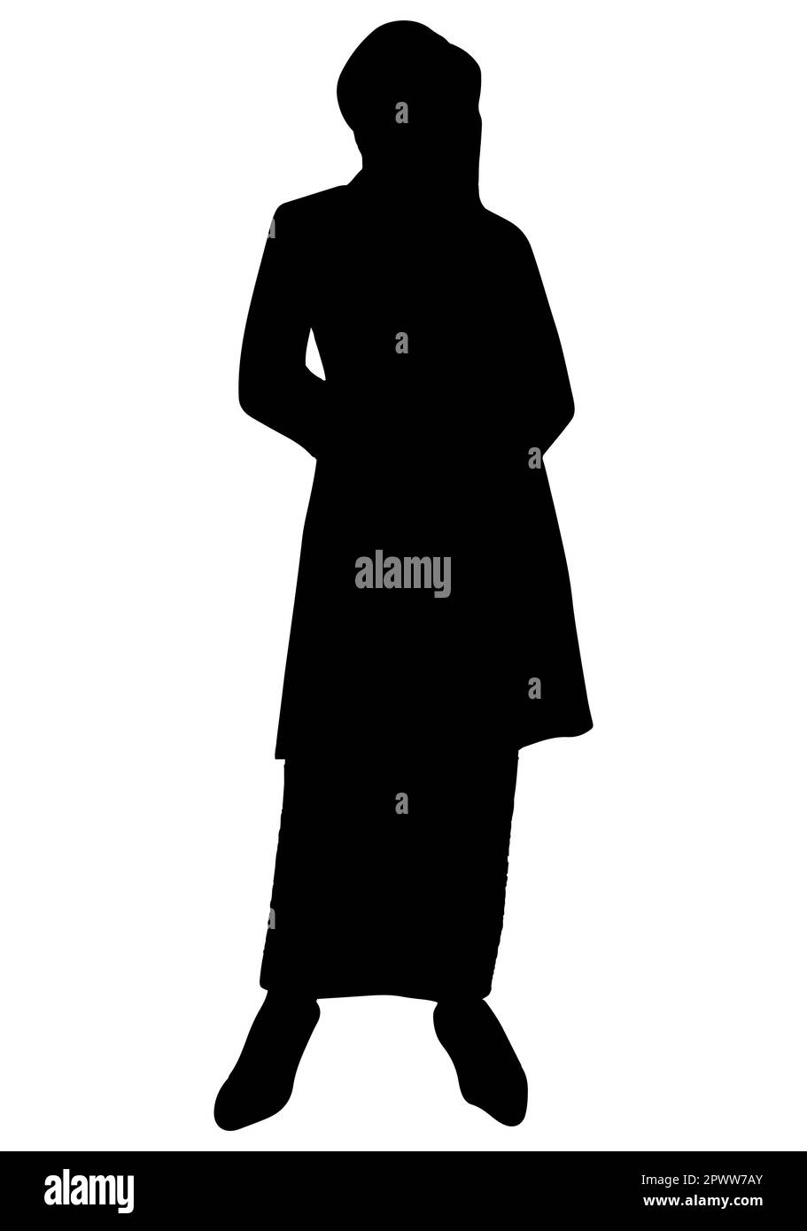 Silhouette nera di una donna d'affari musulmana hijabi fiduciosa, illustrazione vettoriale Illustrazione Vettoriale