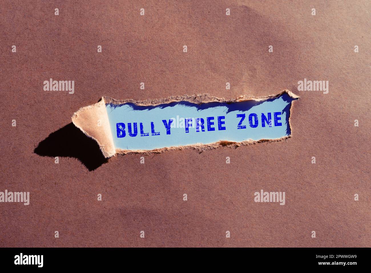Didascalia testo presentare Bully Free zone, approccio aziendale essere rispettosi di altri bullismo non è consentito qui Foto Stock