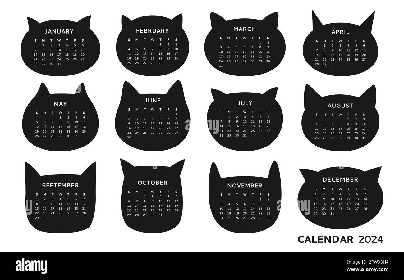 Calendario 2024 cuccioli Cani e Gatti silhouette