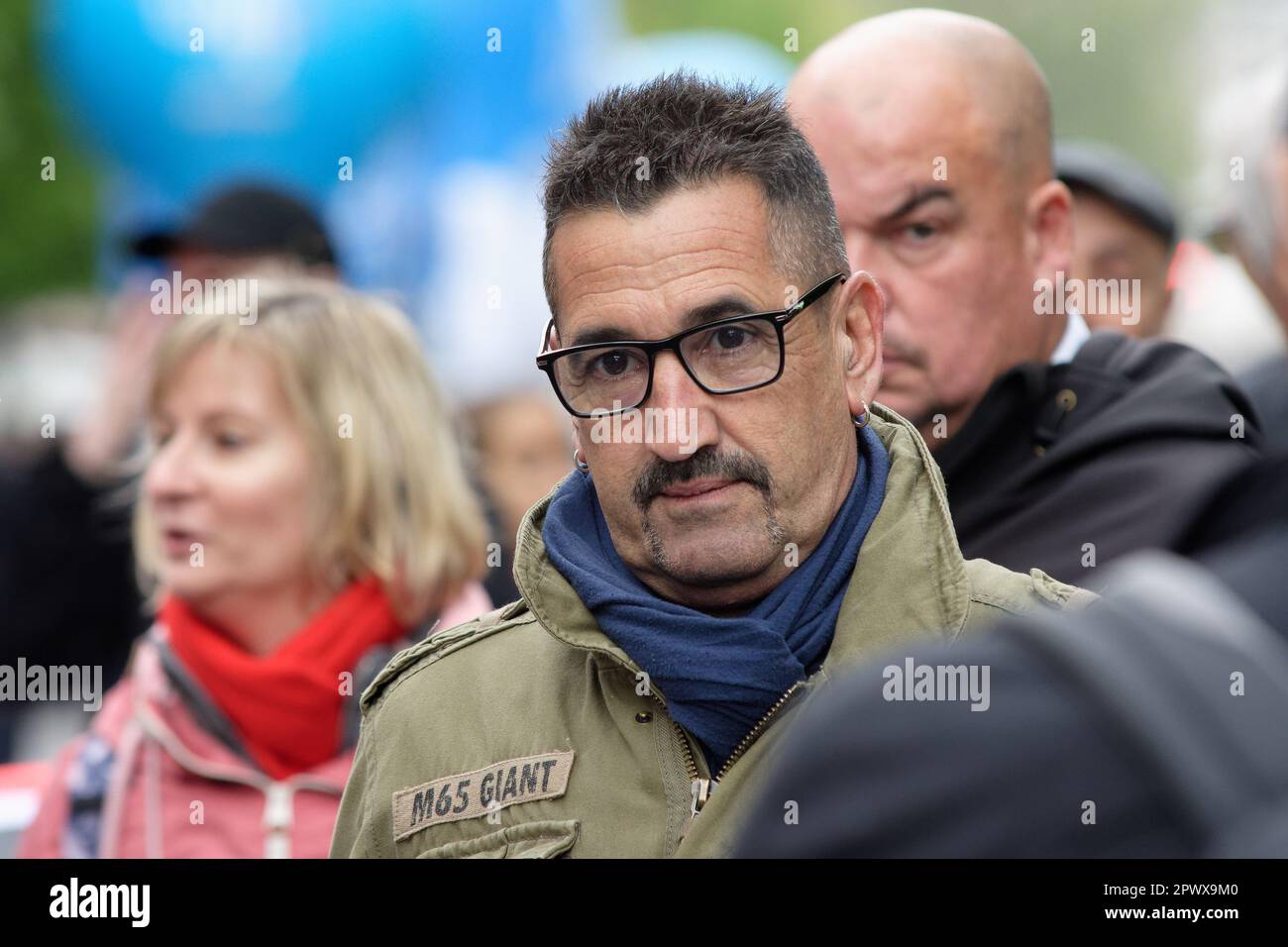 fête de Paris pour la du travail. 550000 personnes ont défilé entre république et la place de la nation Foto Stock