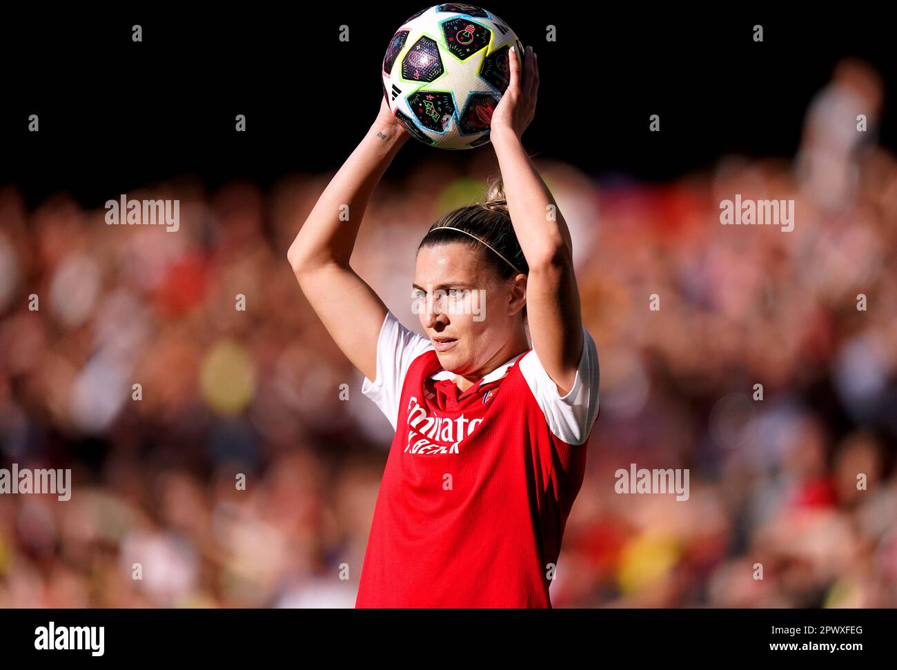 Steph Catley dell'Arsenal durante l'incontro semifinale della UEFA Women's Champions League alla seconda tappa dell'Emirates Stadium, Londra. Data immagine: Lunedì 1 maggio 2023. Foto Stock