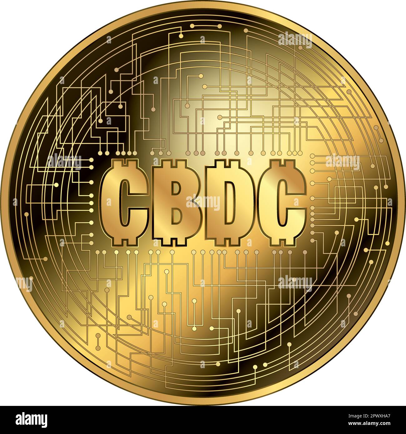 Moneta digitale di fantasia di valuta di CBDC, illustrazione del vettore Illustrazione Vettoriale