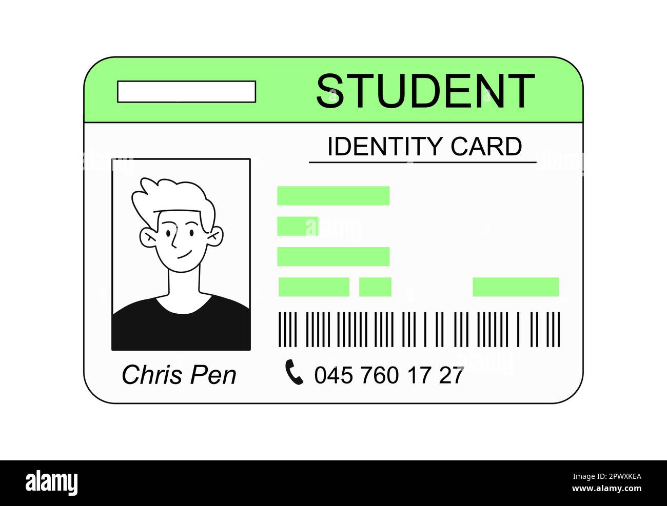 Carta d'identità dello studente Illustrazione Vettoriale