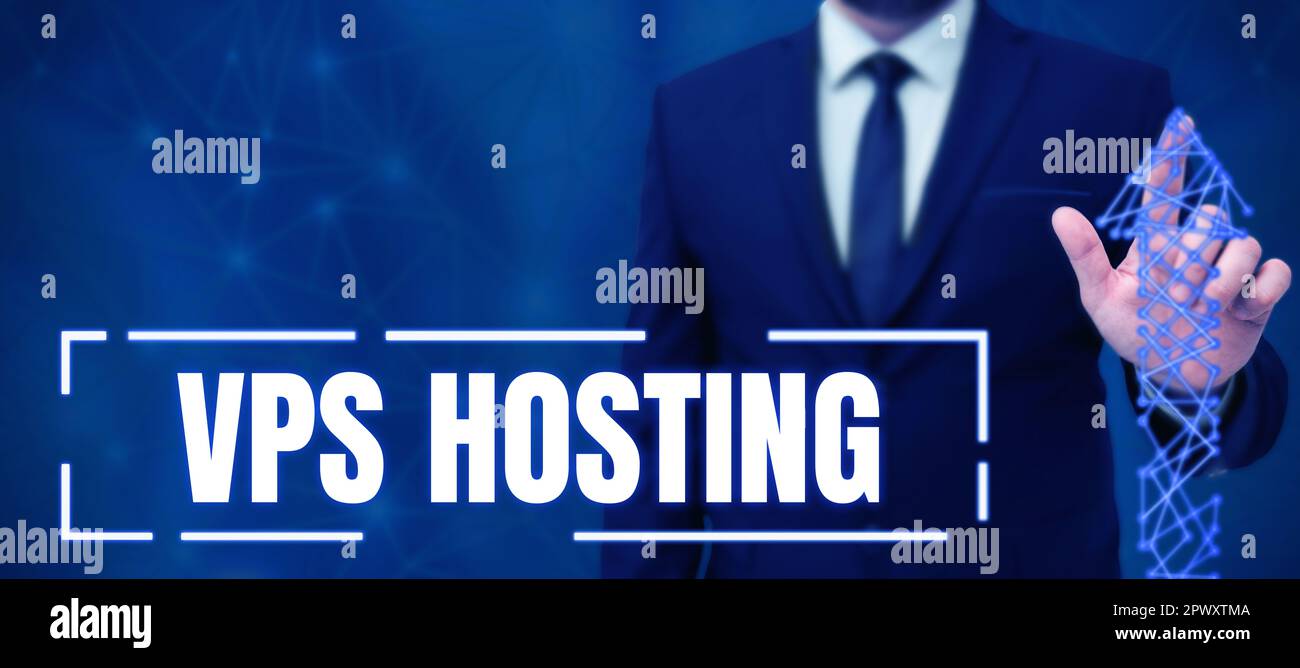 Didascalia di testo Presentazione di VPS Hosting, Panoramica aziendale imita un server dedicato all'interno di un ambiente di hosting condiviso Foto Stock