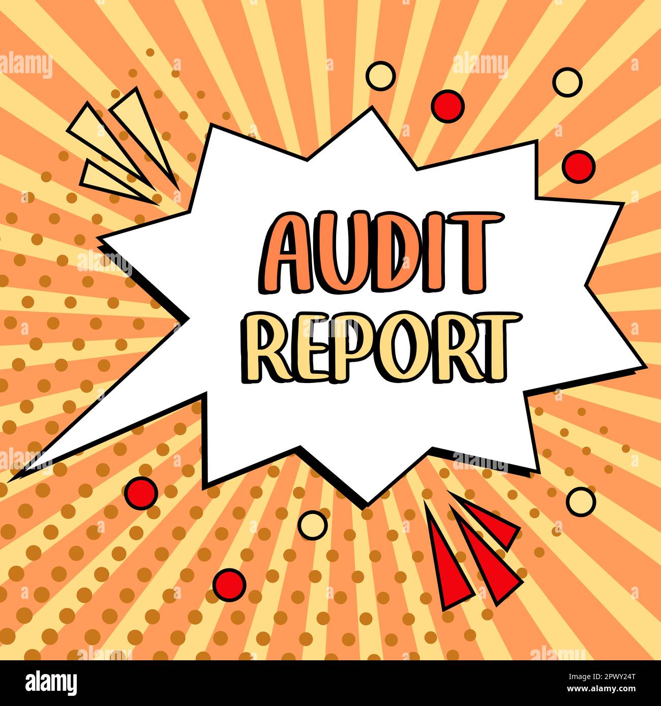 Segno di testo che mostra il rapporto di verifica, foto concettuale Valutazione dello stato finanziario completo di un bene aziendale Foto Stock