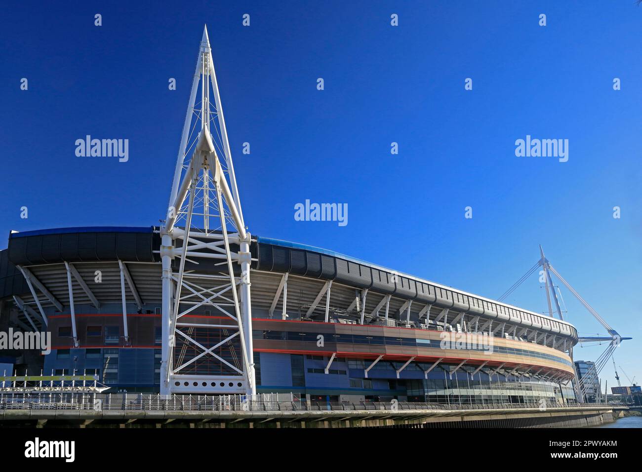 Principality Stadium, campo da rugby. (Ex Cardiff Arms Park / Millennium Stadium) preso 2023. Foto Stock