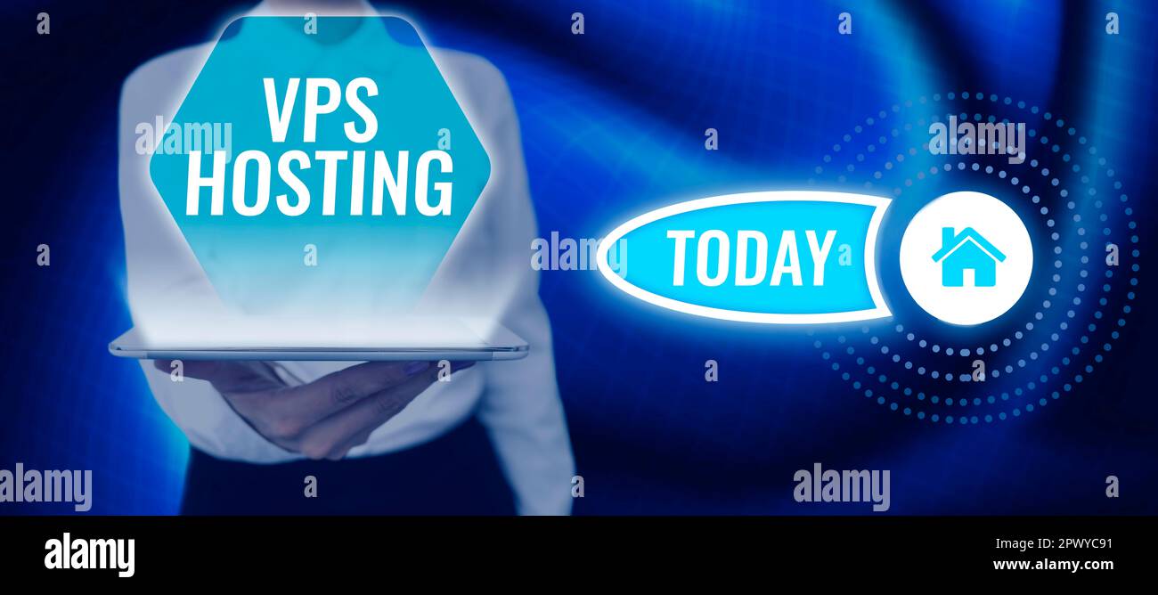 Scrittura di testo VPS Hosting, Conceptual foto imita un server dedicato all'interno di un ambiente di hosting condiviso Foto Stock