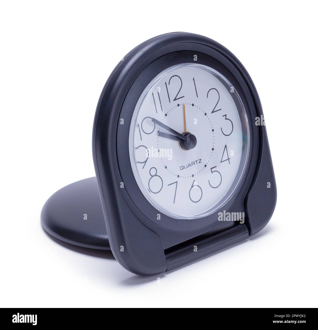 Nero Digital Travel Alarm Clock Cut out on White. Foto Stock