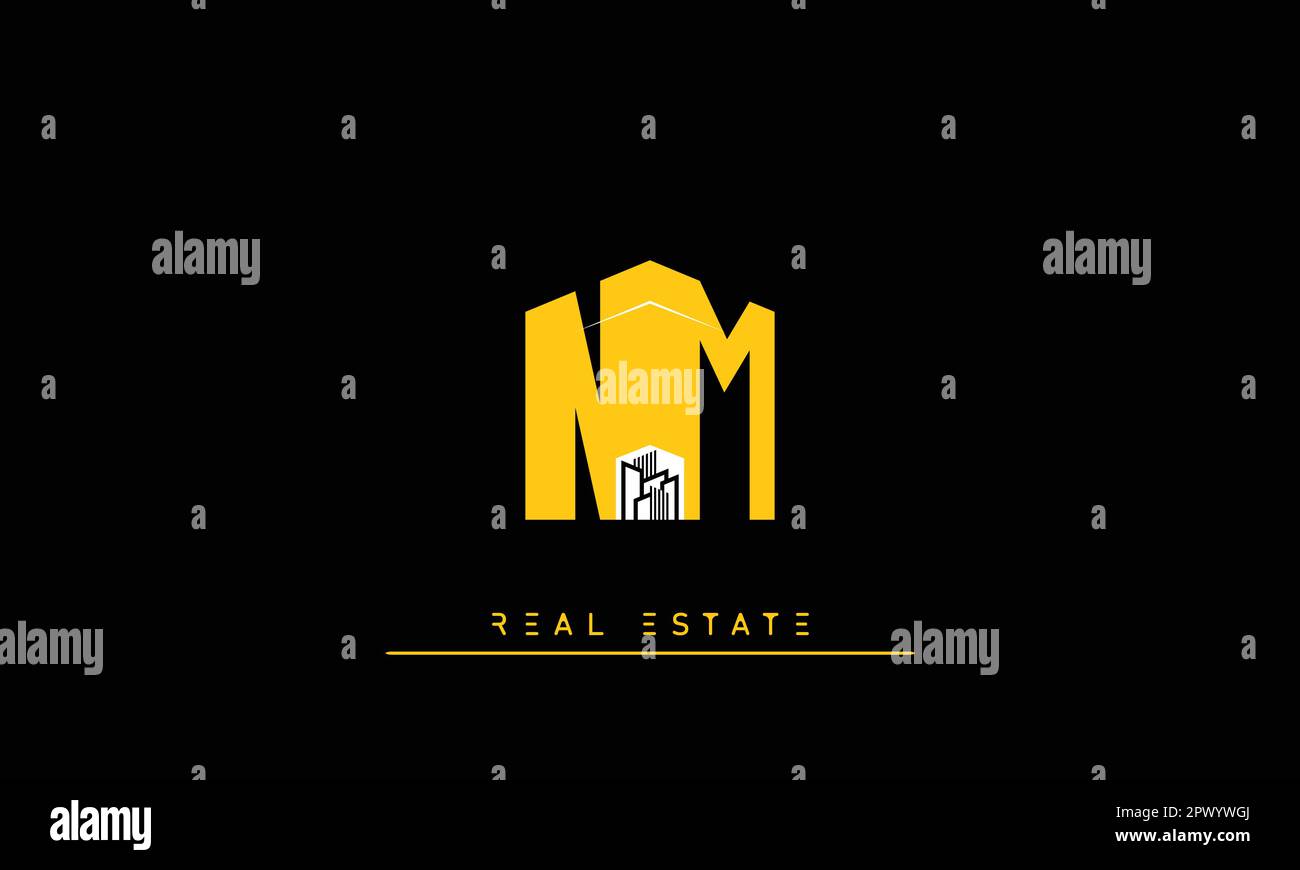 Lettere del bene immobile moderno Creative logo NM , MN Illustrazione Vettoriale