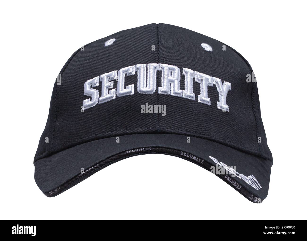 Taglio anteriore di Security Hat su bianco. Foto Stock