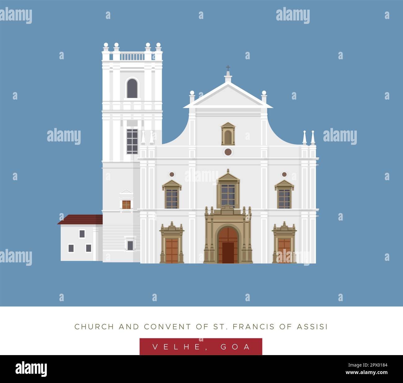 Chiesa e Convento di San Francis of Assisi - Goa - Stock Illustration come file EPS 10 Illustrazione Vettoriale