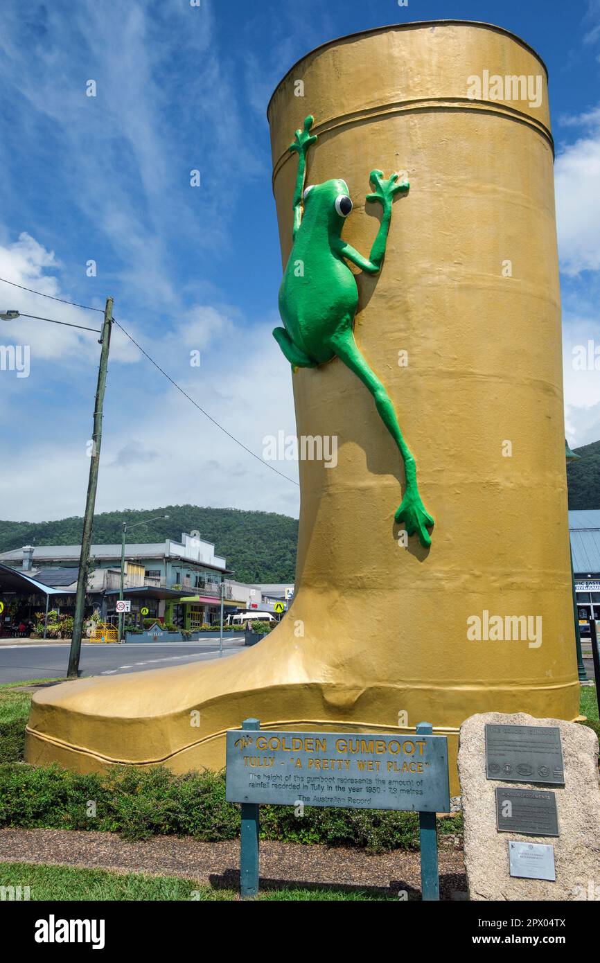 Il Golden Gumboot - un famoso punto di riferimento a Tully, Queensland, Australia Foto Stock