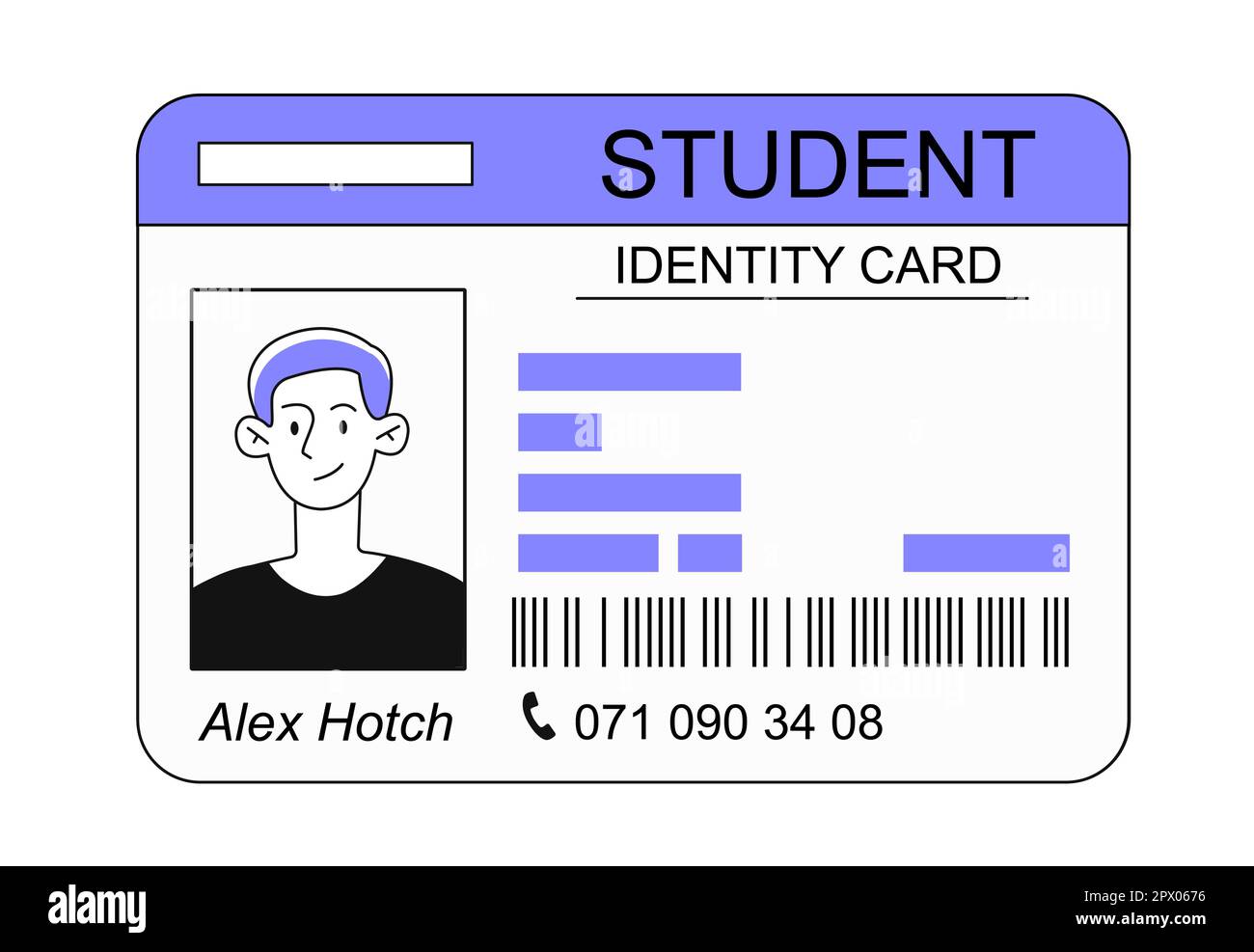 Carta d'identità dello studente Illustrazione Vettoriale