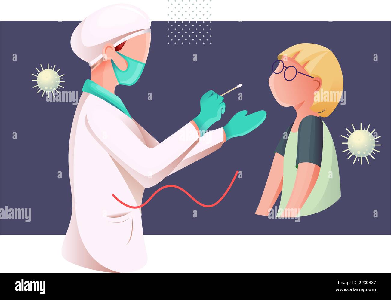 Tampone nasale - Test del tampone nasofaringeo per bambini - icona come file eps 10. Illustrazione Vettoriale