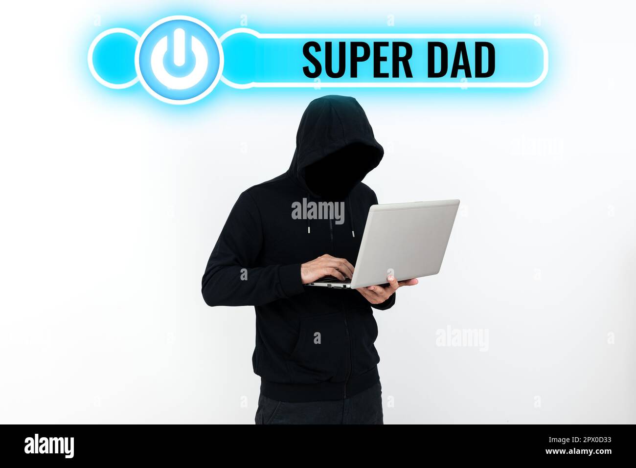 Titolo concettuale Super papà, Word for Children idol e super eroe un'ispirazione da guardare Foto Stock