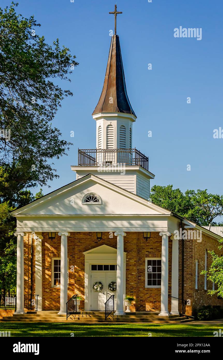La chiesa presbiteriana di Stockton è raffigurata il 22 aprile 2023 a Stockton, Alabama. La chiesa fu fondata come Chiesa presbiteriana di Baldwin nel 1847. Foto Stock