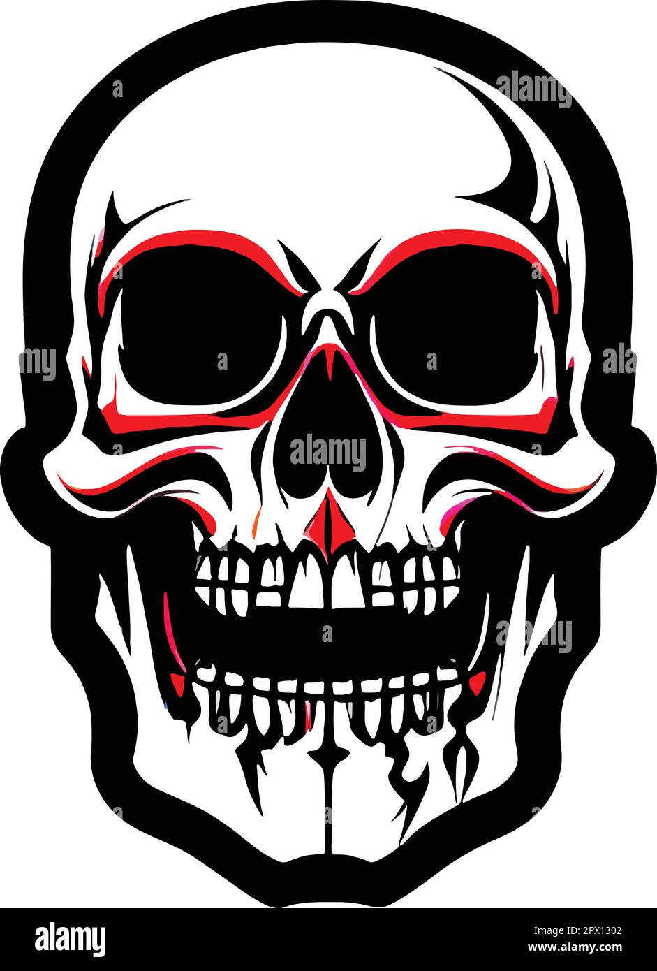 Simbolo sorridente colore cranio tatuaggio vettore d'arte Illustrazione Vettoriale