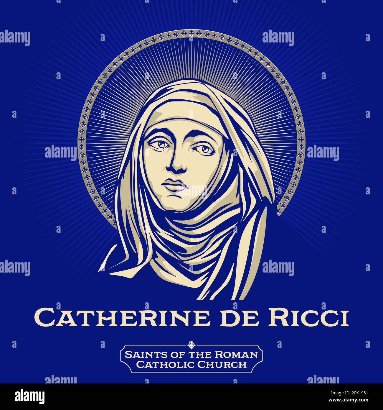 Santi cattolici. Catherine de Ricci (1522-1590) è stata una sorella terziaria domenicana italiana. Illustrazione Vettoriale
