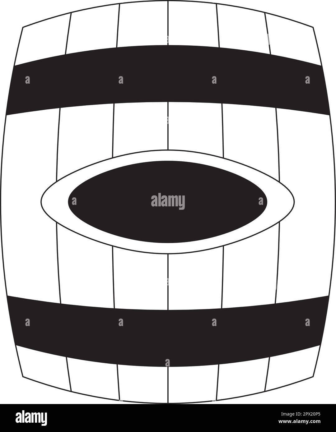 Nero e bianco isolato Barrel icona. Illustrazione vettoriale della botte per bevande alcoliche Illustrazione Vettoriale